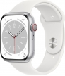 Apple Watch Series 8 (GPS + cellular) 45mm aluminium silver with sport wristlet white 