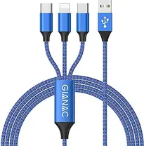 GIANAC 3-in-1 Multi USB charging cable 1.2m blue