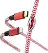 Hama charging cable reflective USB-C/Lightning 1.5m nylon red