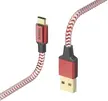 Hama charging cable reflective USB-A/USB-C 1.5m nylon red