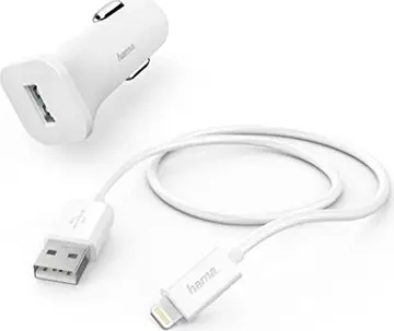 Hama car-charger set Lightning 1A white