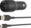 Belkin BoostCharge Dual USB-A автомобильное зарядное устройство 24W + USB-A to micro USB black